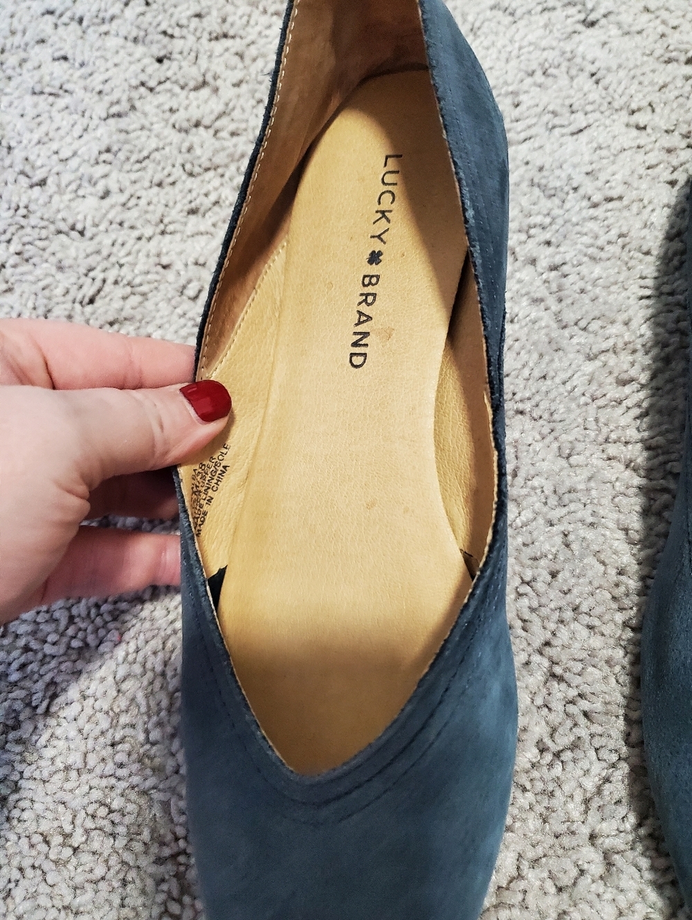 Lucky Brand Blue Alba Leather Flats Size 7.5 - Picture 2 of 9